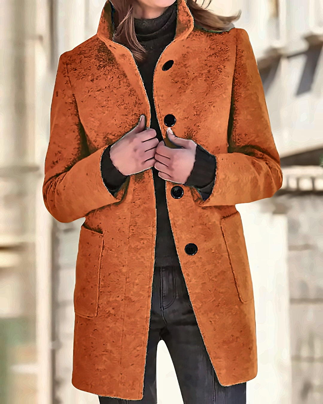 Manteau en laine bouclée Constance — Rouille