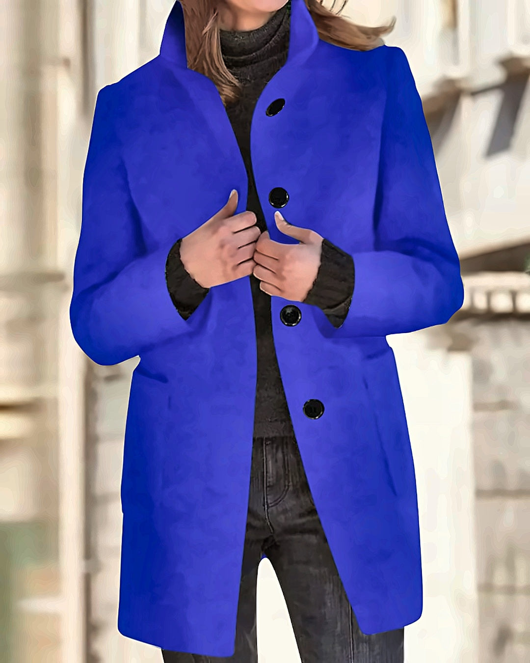 Manteau en laine bouclée Constance — Bleu roi