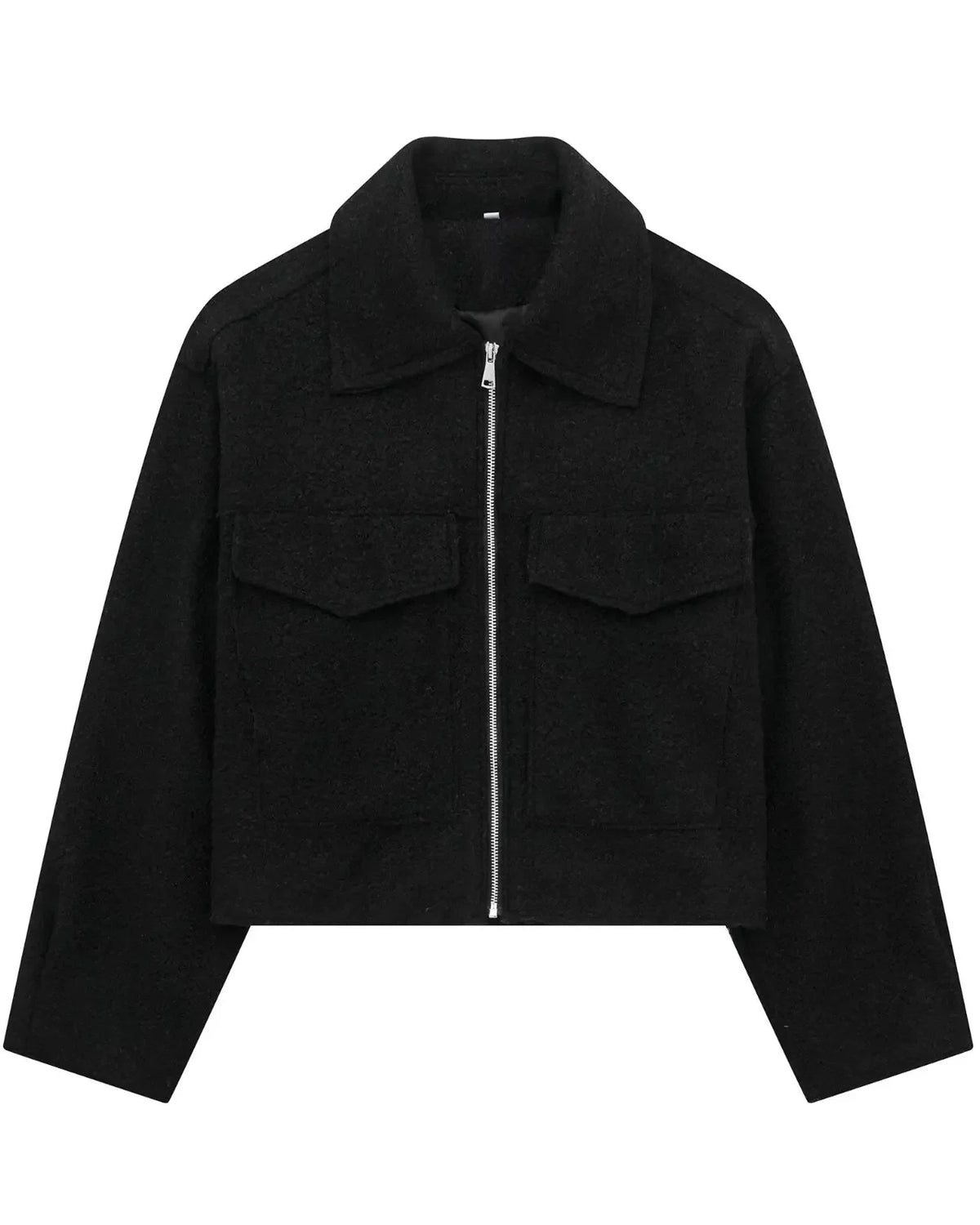 Veste courte en lainage zippée Adèle — Noir