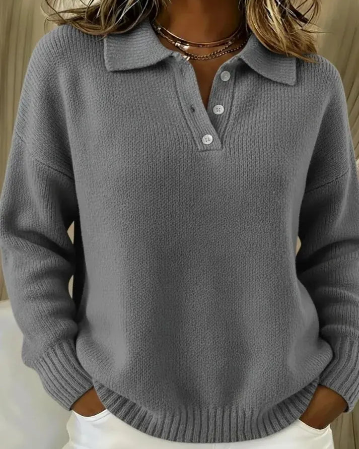 Pull polo en maille Agathe — Gris