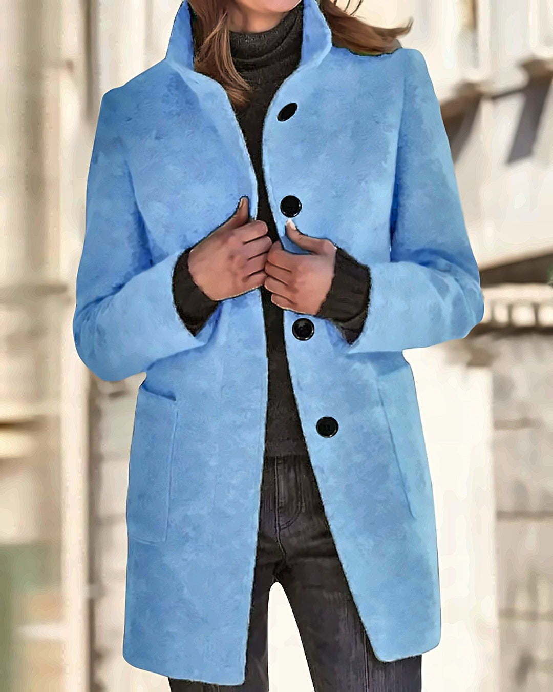 Manteau en laine bouclée Constance — Bleu clair
