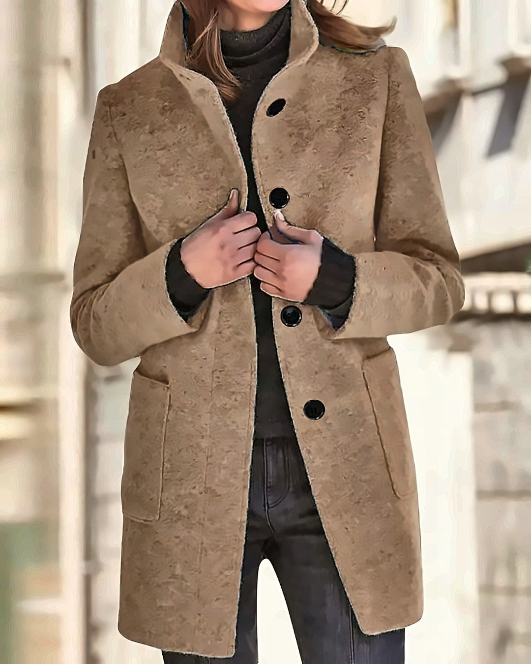 Manteau en laine bouclée Constance — Camel