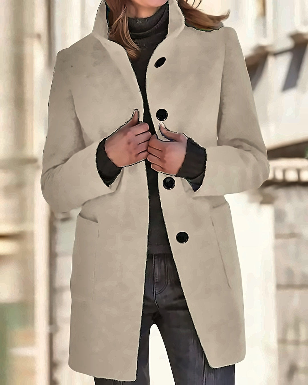 Manteau en laine bouclée Constance — Beige