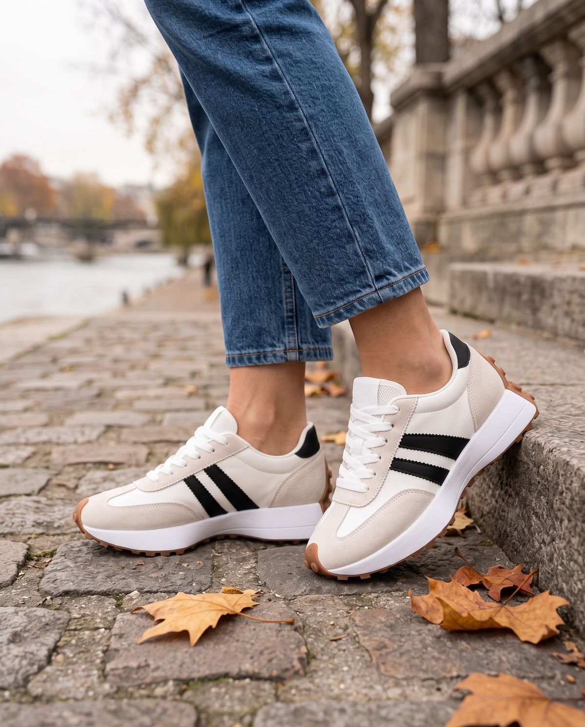 Baskets rétro Zoé — blanc cassé #Couleur_Blanc cassé