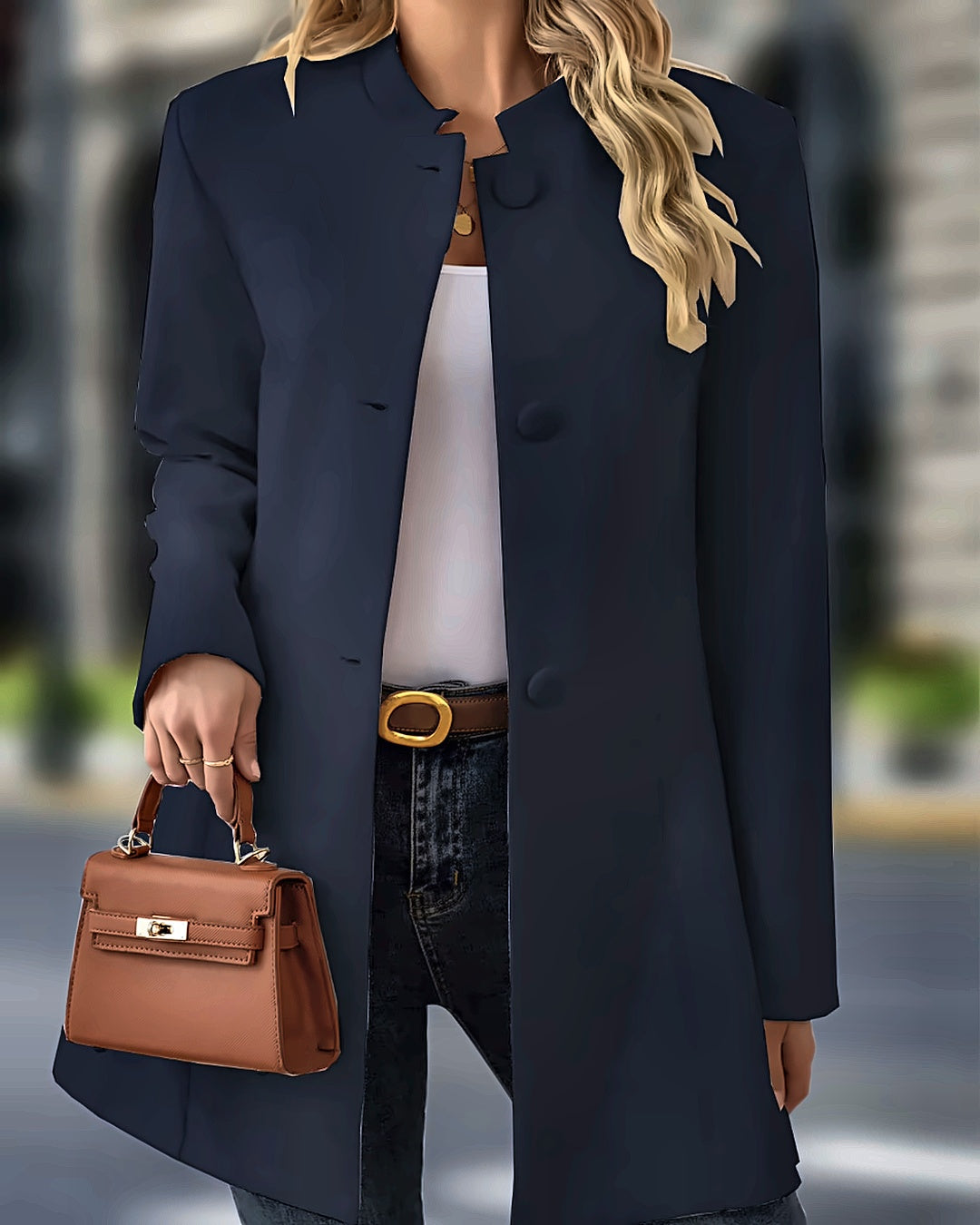 Manteau col officier Juliette — Bleu marine
