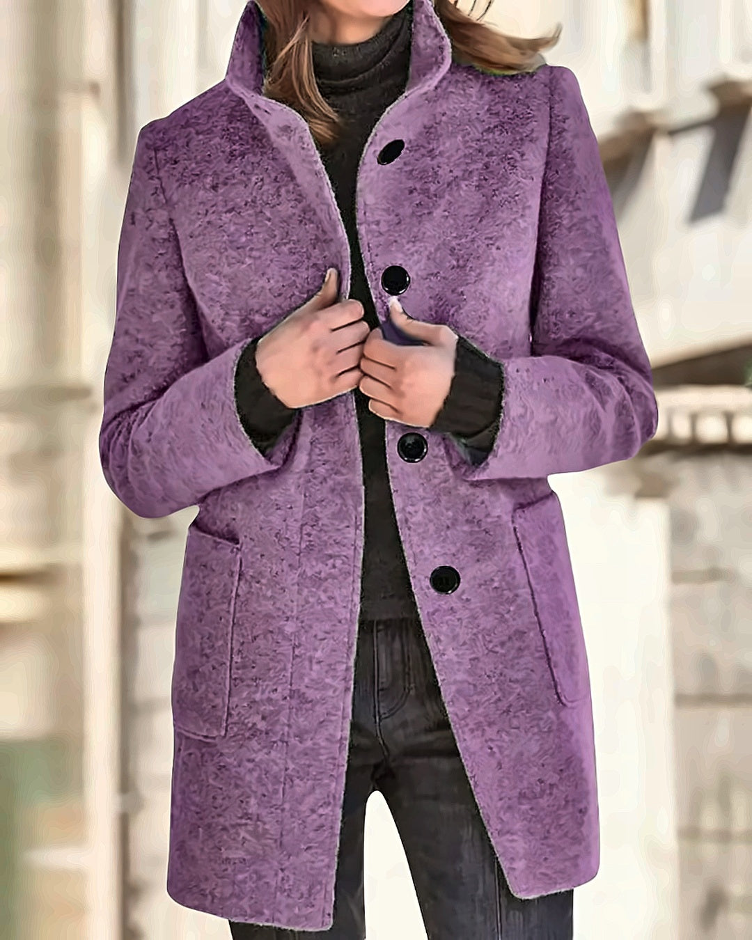 Manteau en laine bouclée Constance — Violet