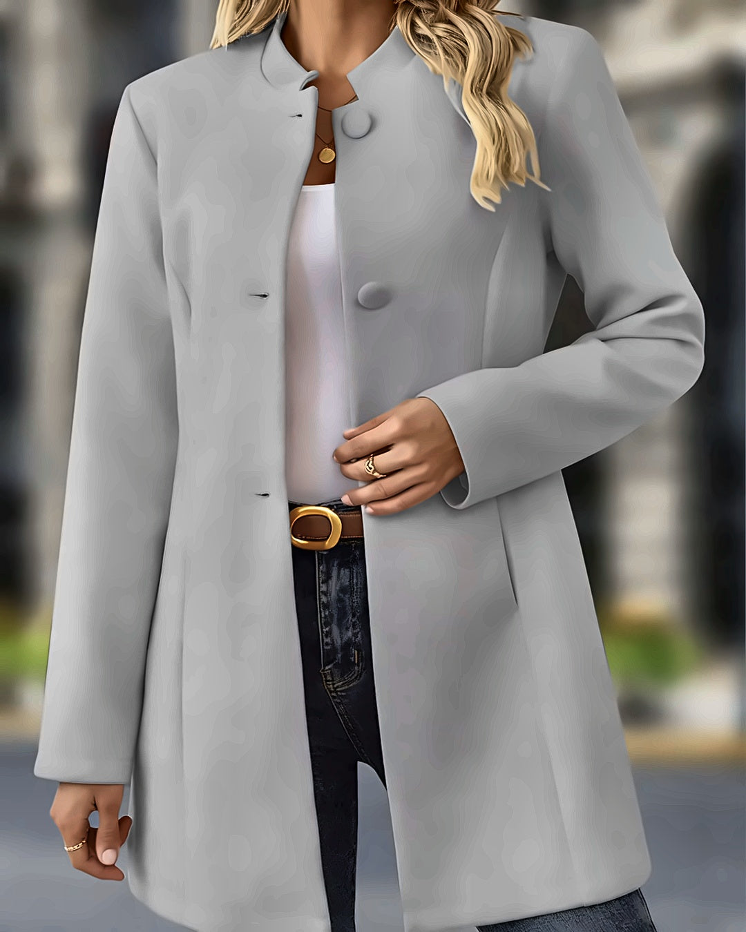 Manteau col officier Juliette — Gris