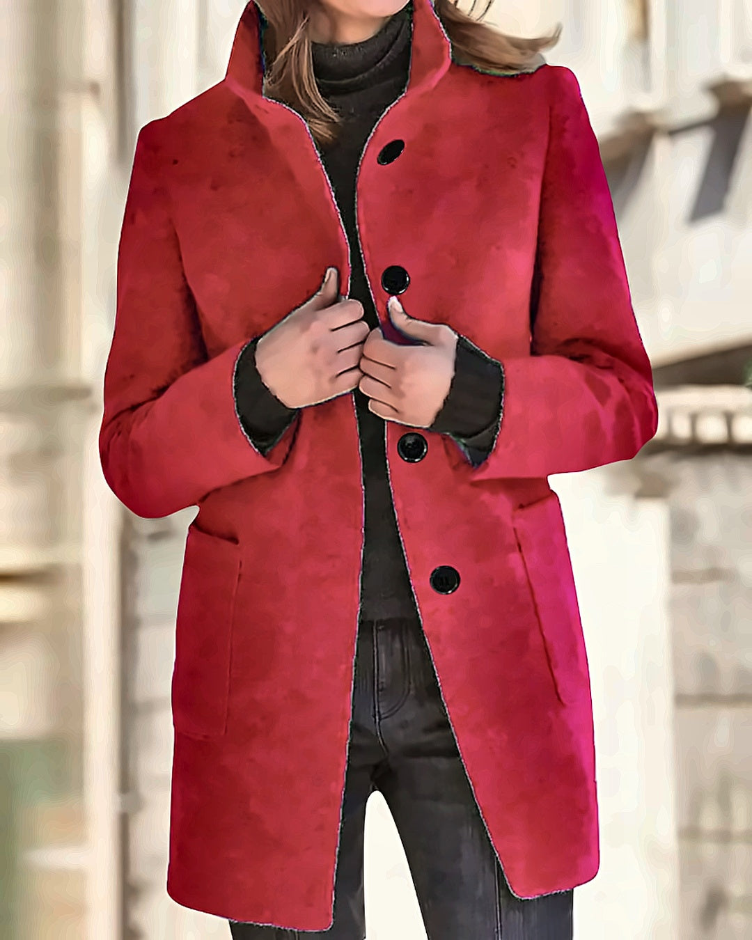 Manteau en laine bouclée Constance — Rouge
