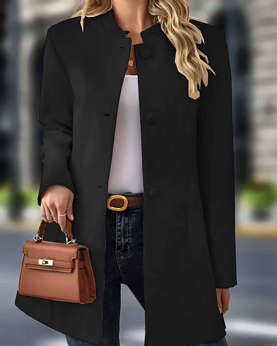 Manteau col officier Juliette — Noir