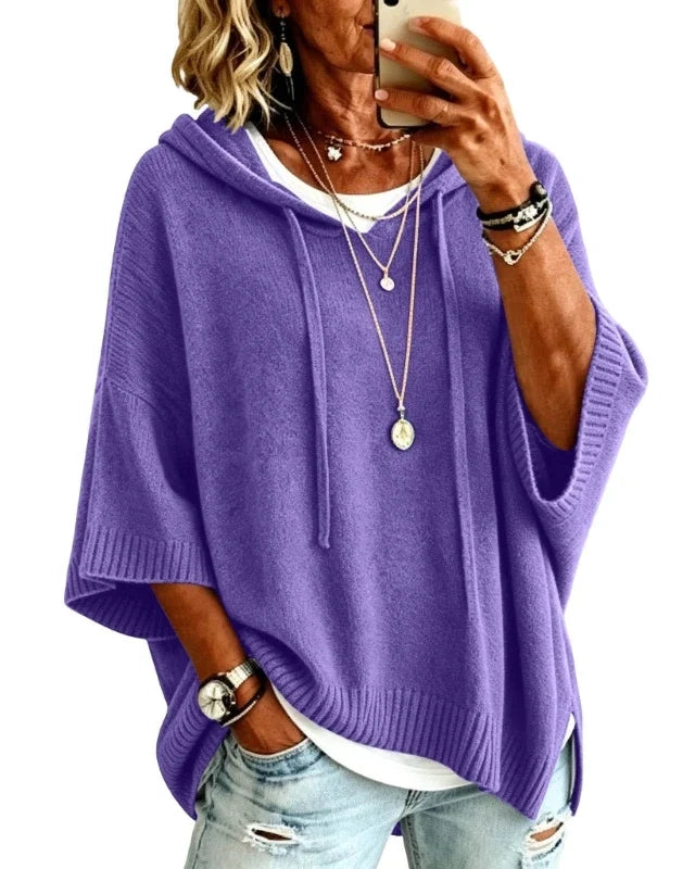 Pull à capuche oversize en maille Louise — Violet