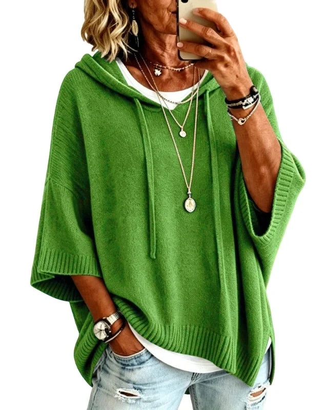 Pull à capuche oversize en maille Louise — Vert