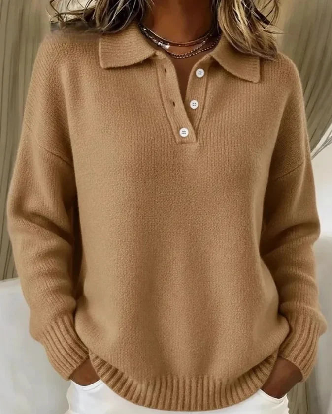 Pull polo en maille Agathe — Camel