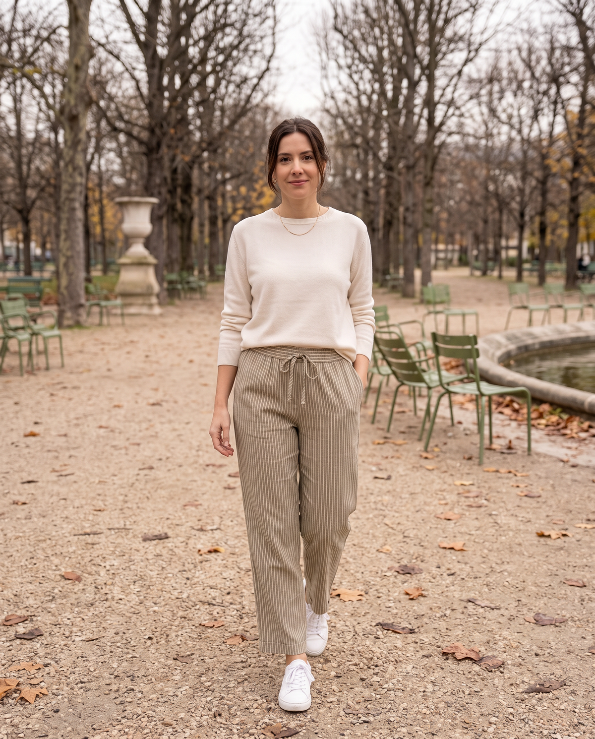 Pantalon large à rayures Victoire — kaki #Couleur_Kaki